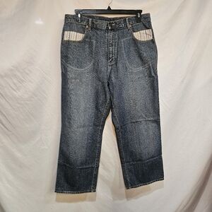 Vintage BAD BOY Jeans Mens 34 Baggy Skater Y2K Wide Leg Embroidered Style